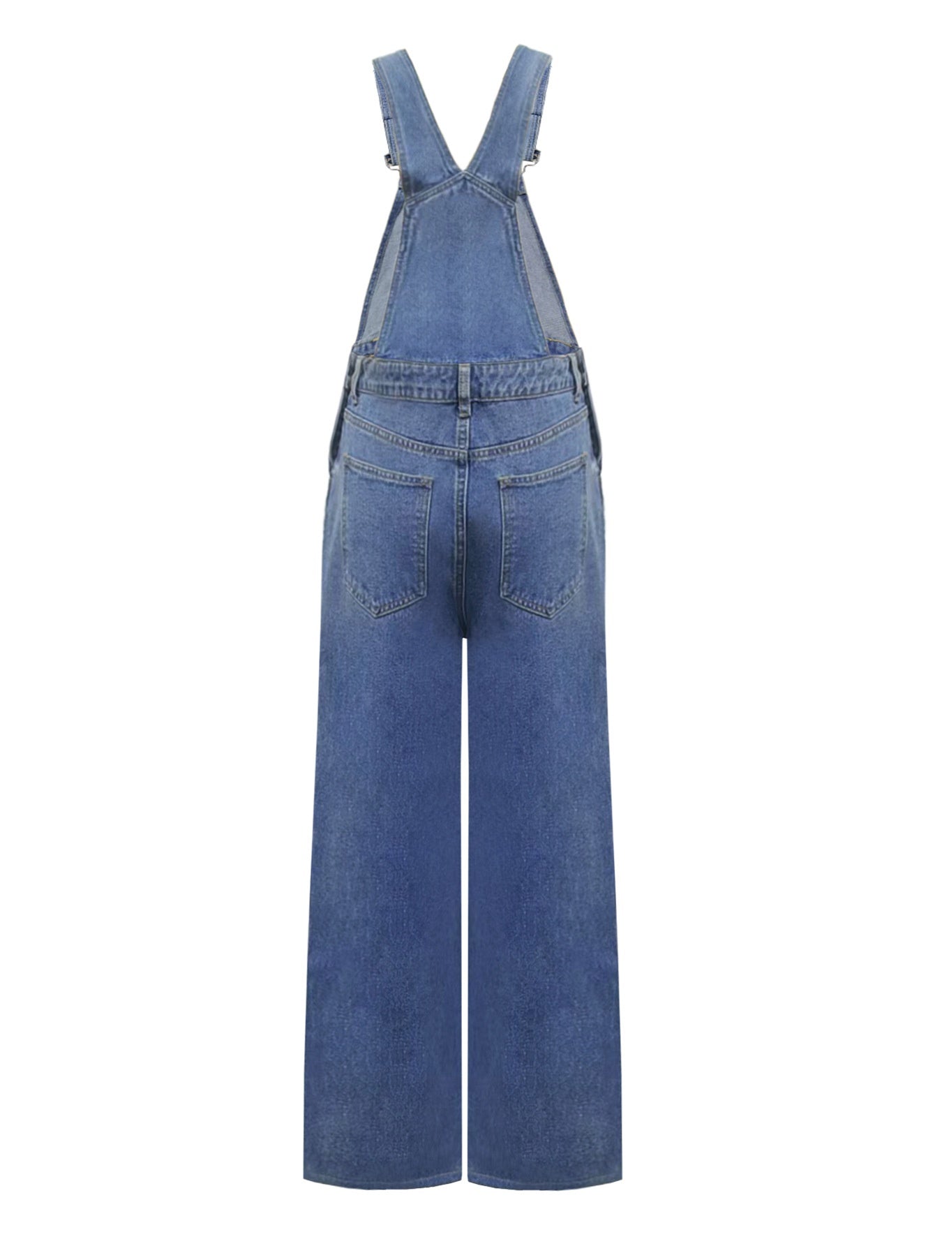 Womens Washed Blue Denim Overalls Casual And Loose-Fitting