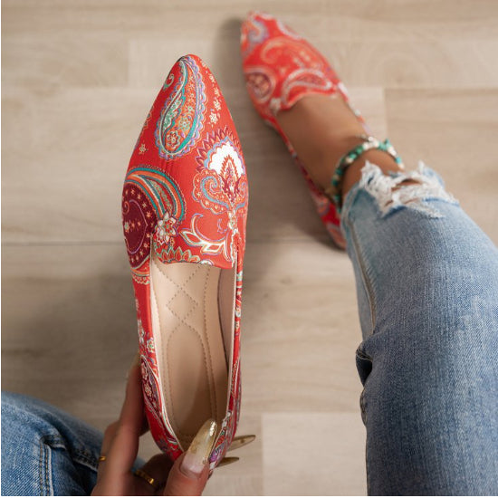 Women's Creative Print Versatile Flat Pointed-toe Loafers