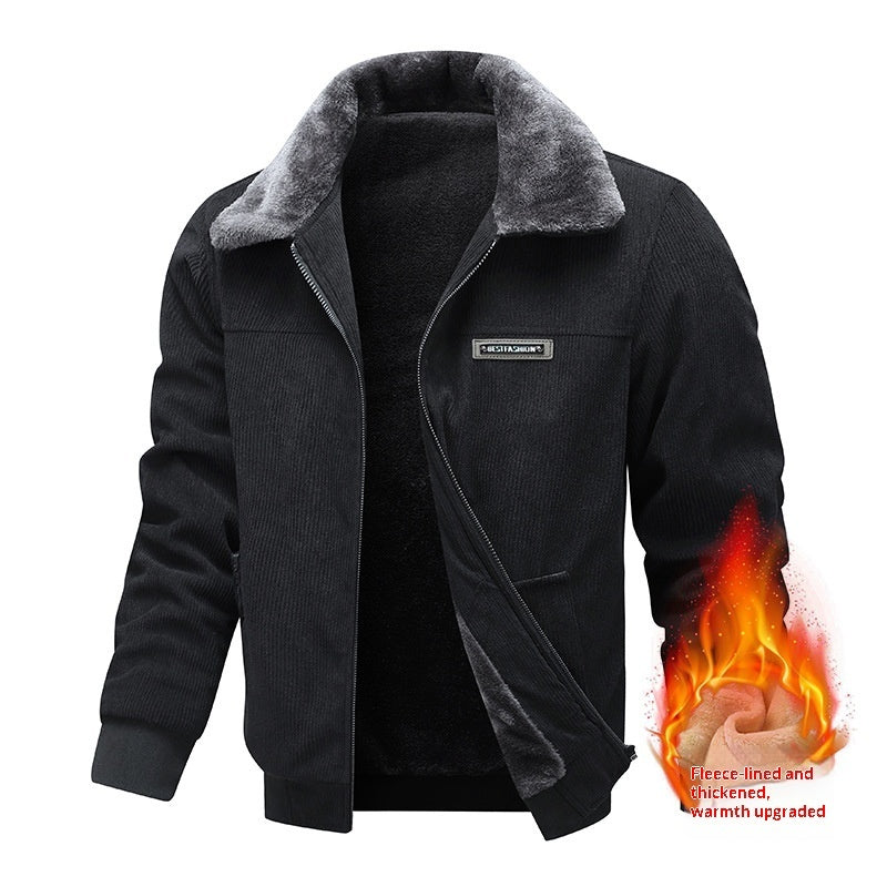 Mens Fleece-Lined Work Jacket Casual Style