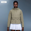 Womens Outdoor Water-Resistant Wear-Resistant Stowable Hooded Loose Casual Jacket
