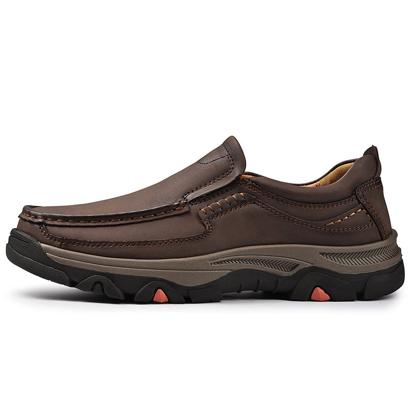 Mens Large-size Slip-on Lightweight Casual Leather Shoes