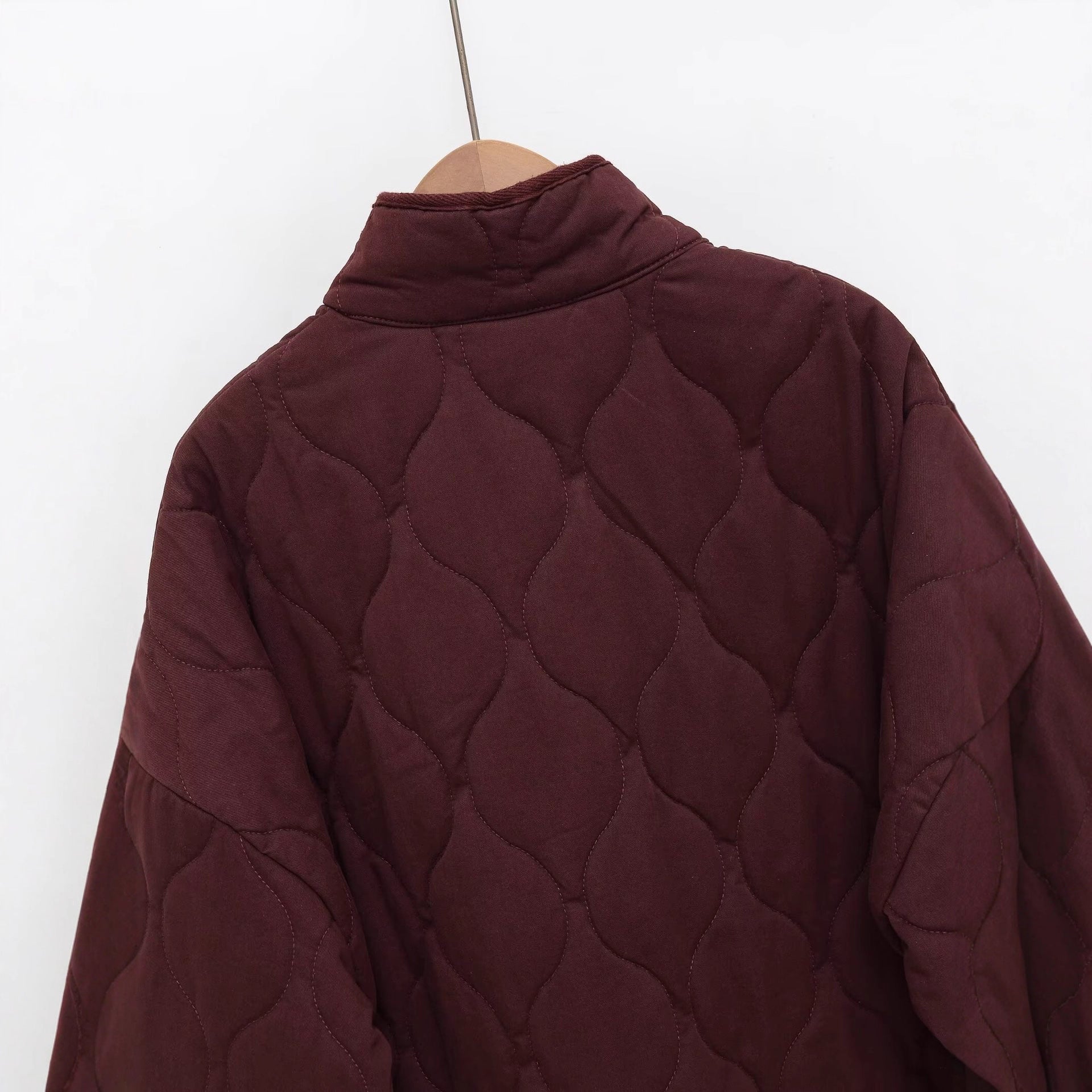 Womens Casual Relaxed-fit Retro Cotton Coat With A Stand-up Collar