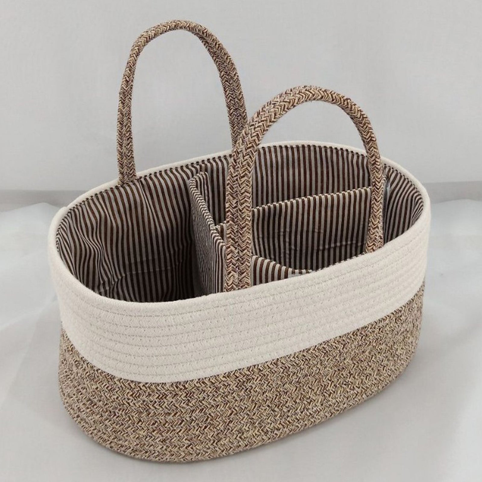 Diaper Caddy Organizer, Large Cotton Rope Nursery Baby Basket, Changing Table Organizer For Baby Diaper Storage, Portable Car Organizer With Removable Divider, Baby Shower Gifts