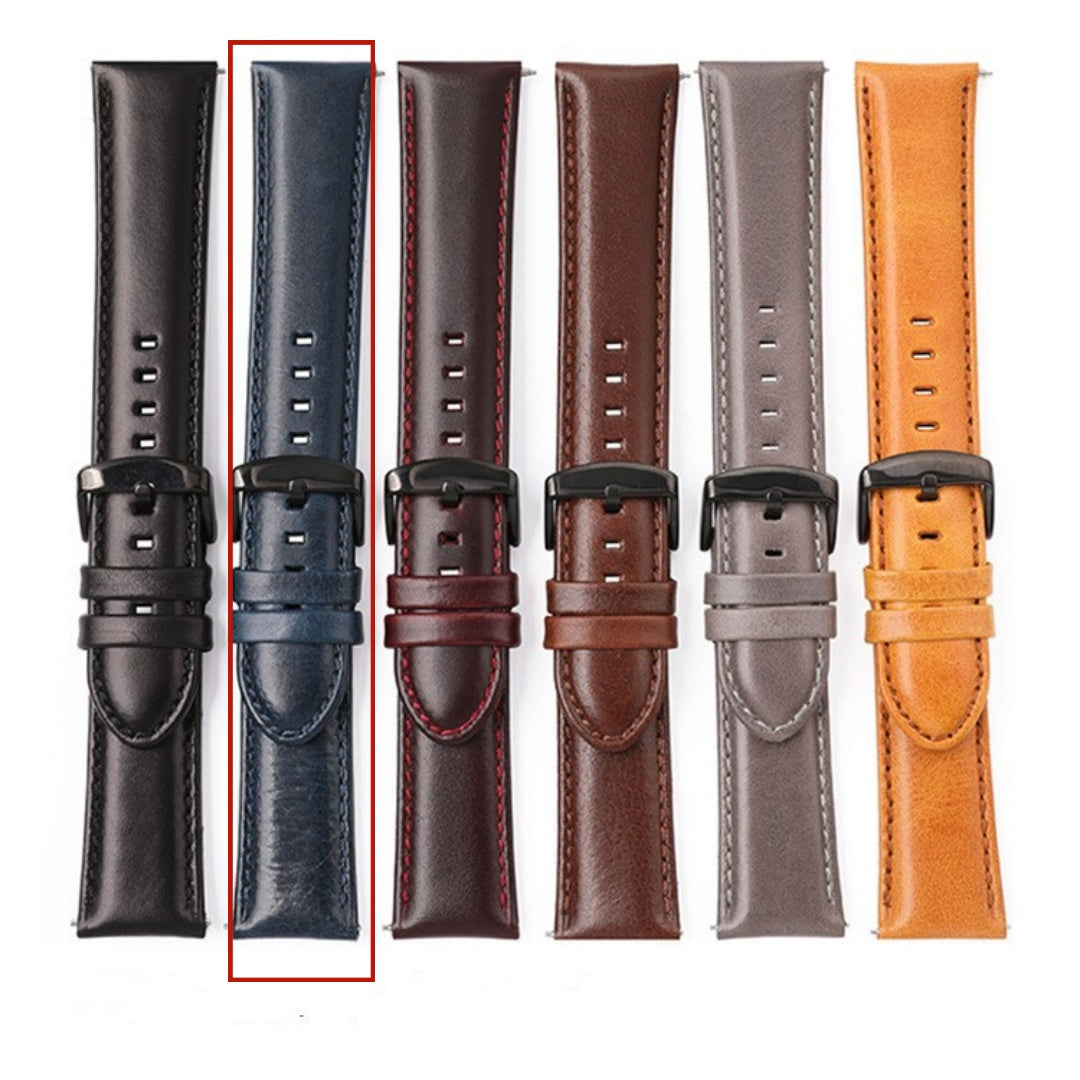 All-match Top Layer Cow Leather Watch Strap Crazy Horse Pattern Leather Smart Watch Band