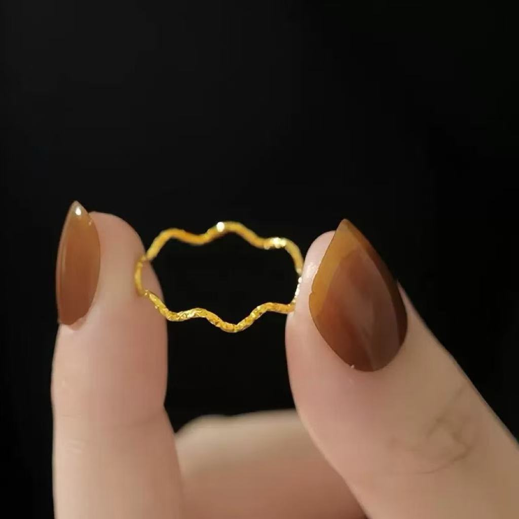 Ring With A Herringbone Pattern Knuckle Ring For The Index Finger Plain Band Plated