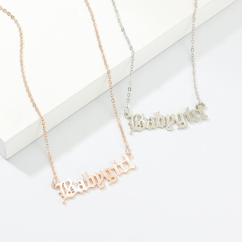 Fashion Old English Letter Babygirl Pendant Necklaces For Women Girls