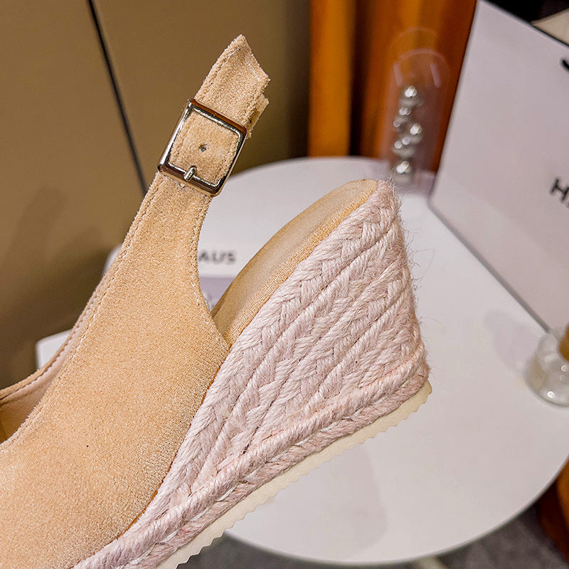 Summer Sponge Cake-Style Thick-Soled Waterproof Platform High-Heel Fashionable Cross-Strap Buckle Sandals For Women
