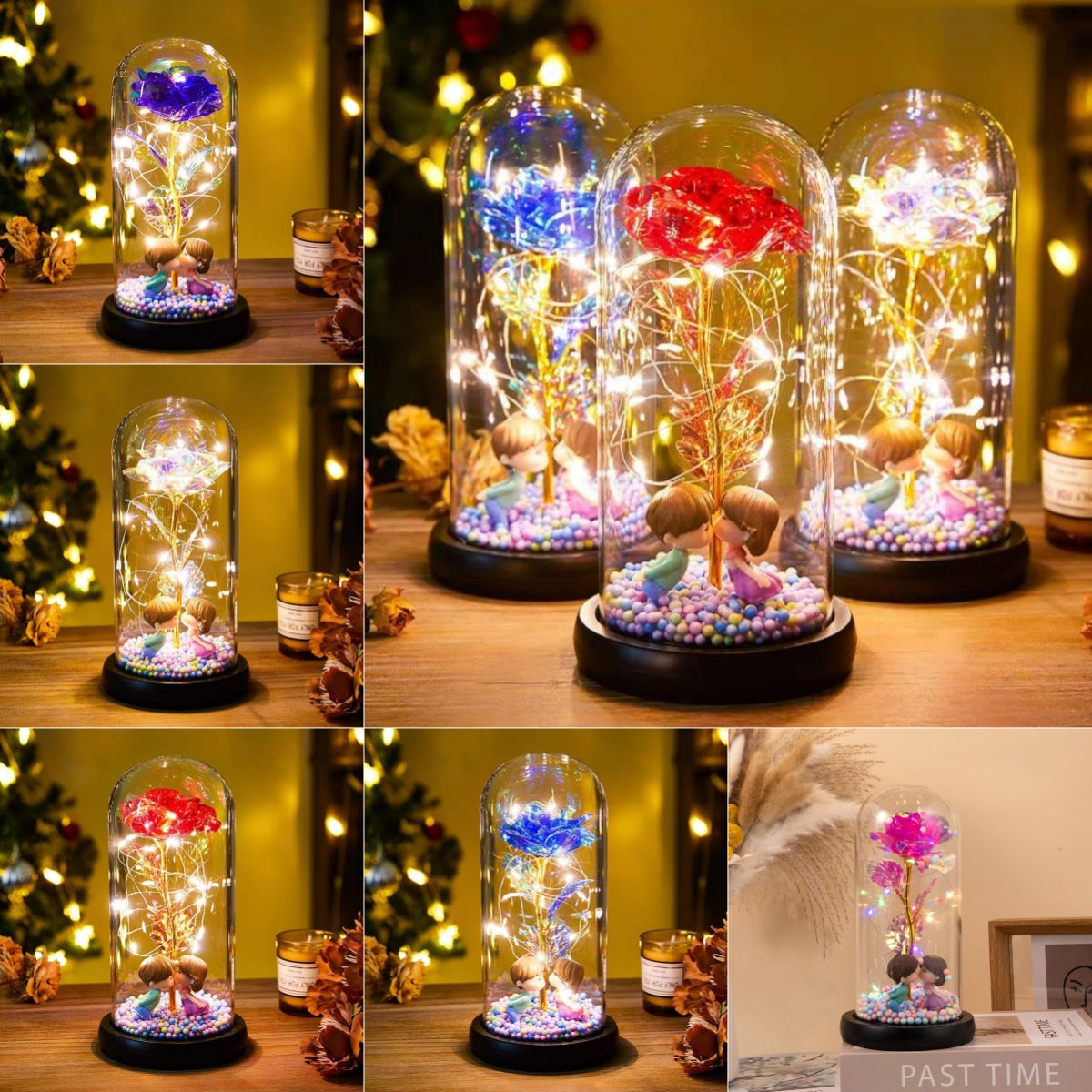 Eternal Rose LED Light Foil Flower In Glass Cover Night Lights Valentines Day Gifts Lamp Decor For  Home Bedroom Wedding Gift Valentine's Day Gifts